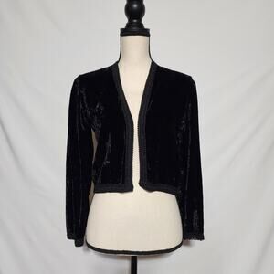 Vintage Velvet Black Bolero Cropped Jacket Coat Whimsigoth Dark Fairy Vamp